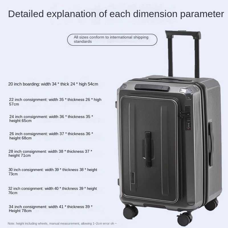 Expandable Suitcase NEW 28 inch Side Opening Large Deep Compartment FiveWheel Travel Suitcase Thickened 20inch CarryOn LuggageW251024