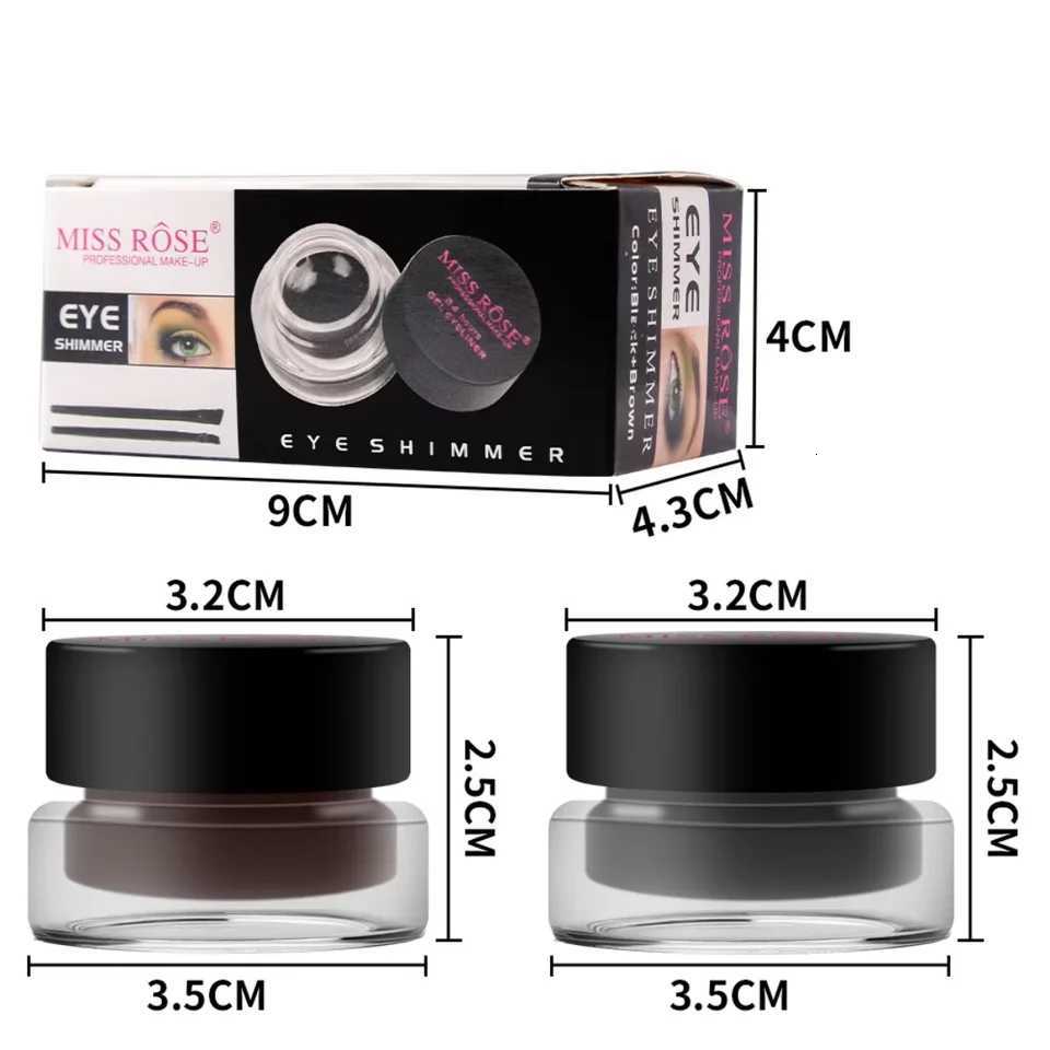 2 bottles of twocolor eyeliner gel durable color rendering waterproof non smudging eyeliner cream with two brushesL251024