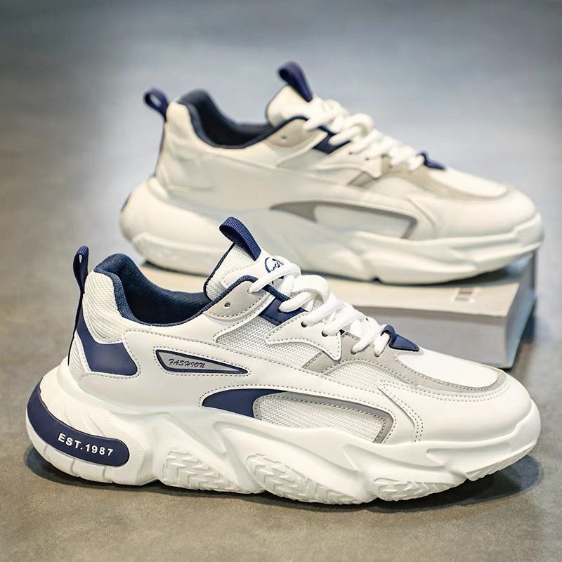 Clunky Sneaker for Men 2023 New Trend Mesh Lace Up Breathable Casual Sports Shoes Increased Soft Soles Footwear with Comfortable Cushioned Insoles