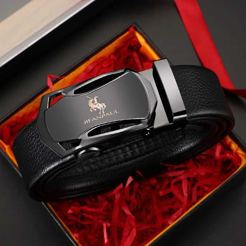 New mens fashion automatic buckle business belt mens jeans highquality belt PU mens belt minimalist young people no gift box W251024