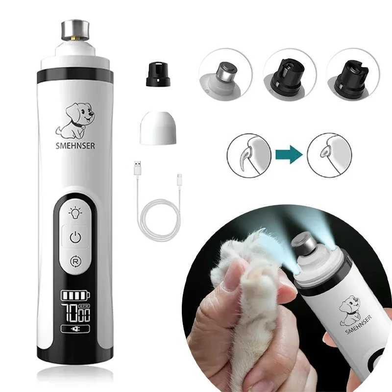 Electric Pet Nail Grinder With LED Light Cat Dogs Nail Clippers USB Rechargeable Paws Nail Cutter Pet Grooming Trimmer Supplies Z20251024