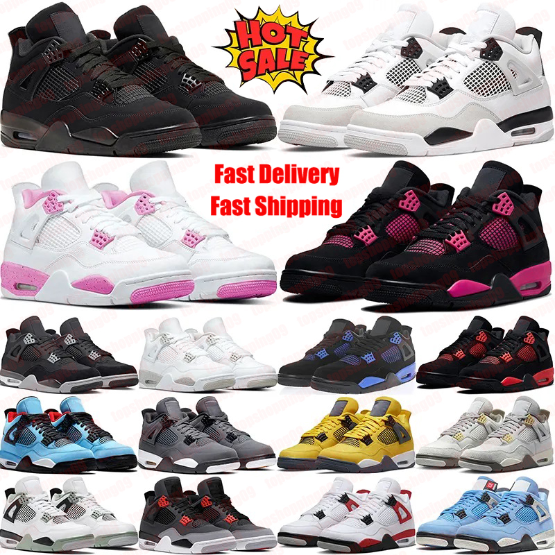 2025 Designer Jump Mans 4S Sneakers Men Women Black White Thunder Pink Oreo Bred Military Blue Cool Grey Mens Womens Outdoor Casual basketball shoes