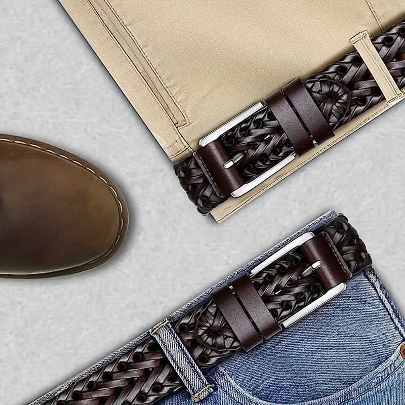 Mens Belt Casual Sports Hollow Woven Waistband Jeans Waistband Gift for Dad or Boyfriend W251024