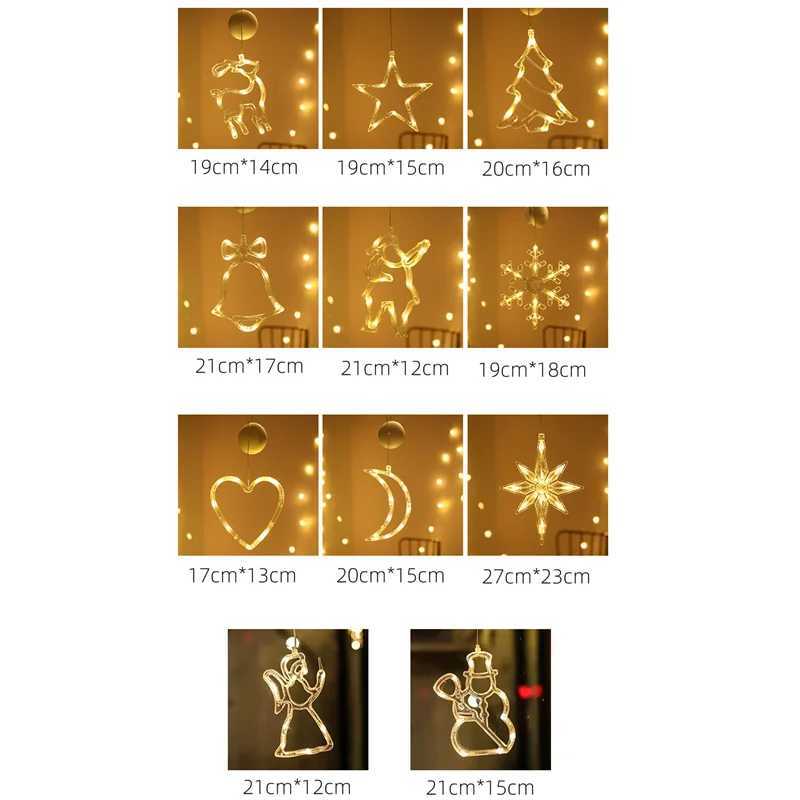 Christmas Ornaments Hanging LED Lights Bedroom Decoration Christmas Decorations Home Window Glass Decoration Warm Battery C251024
