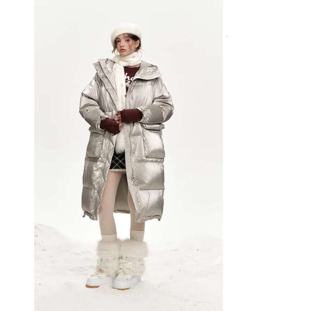 2025 Winter New Arrivals Hooded Drawstring Pockets Long Down Jacket For Womens Coat