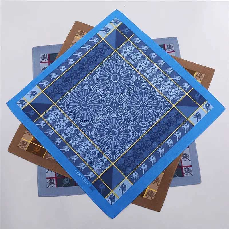 3Pcs Mens Pure Cotton Printed Plaid Handkerchief Summer Thin Oldfashio Nostalgic Cotton Soft Square Towel Hand 43 43cm Y251024