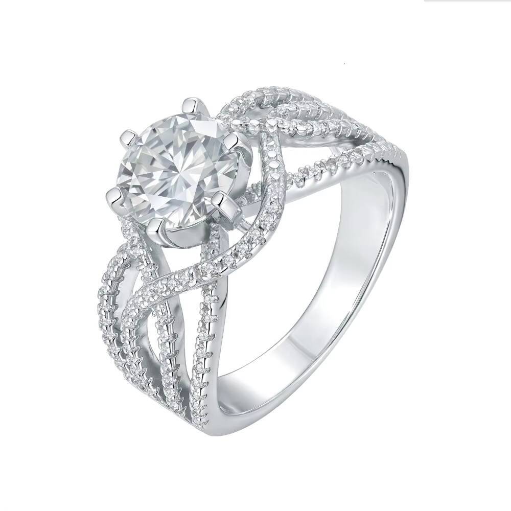 White Moissanite Men and Women Style Luxury Jewelry 925 Sterling Silver Wedding Rings