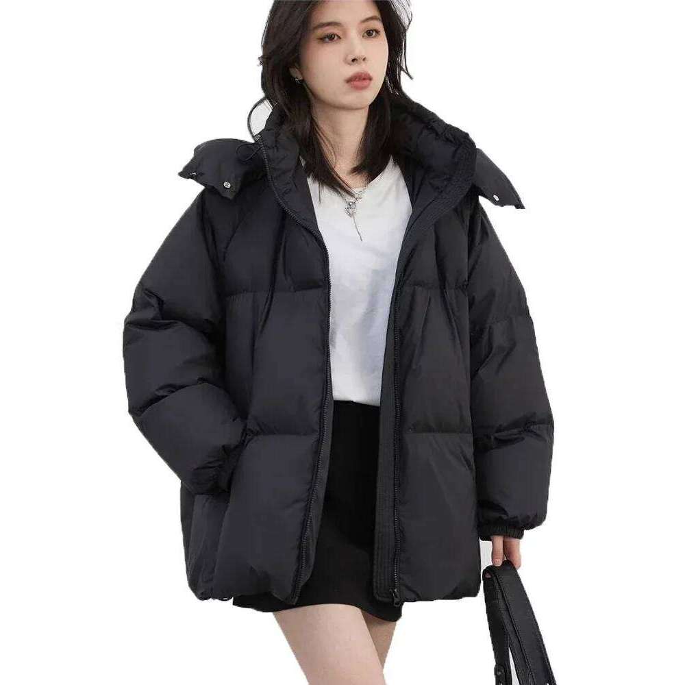 Women Coats Loose Solid Hooded 90 White Duck Female Down Medium Long Warm Jacket Autumn Winter 2025 Coats Designer Women