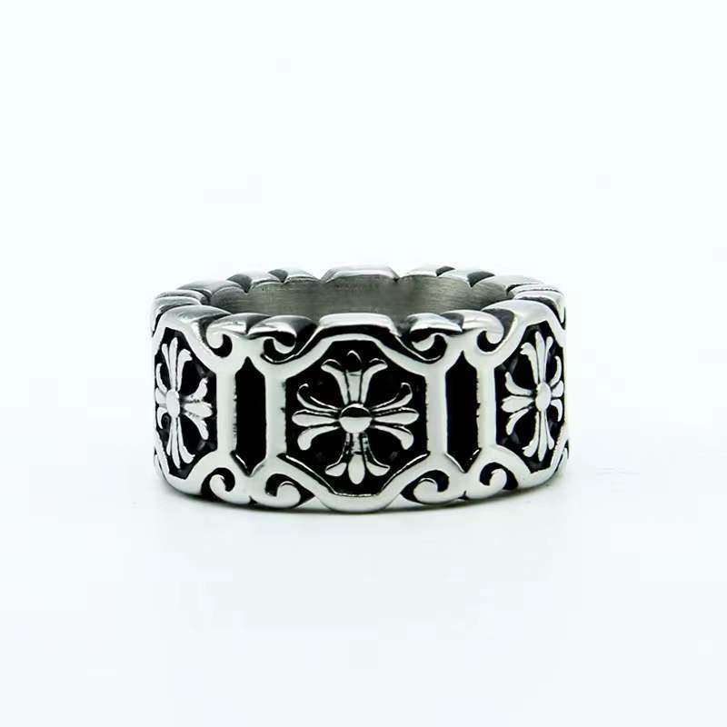 Designer ring Hip hop cross ring zircon inlaid geometric hollow ring men women's minimalist trendy ring free shipping Valentine's Day gift w