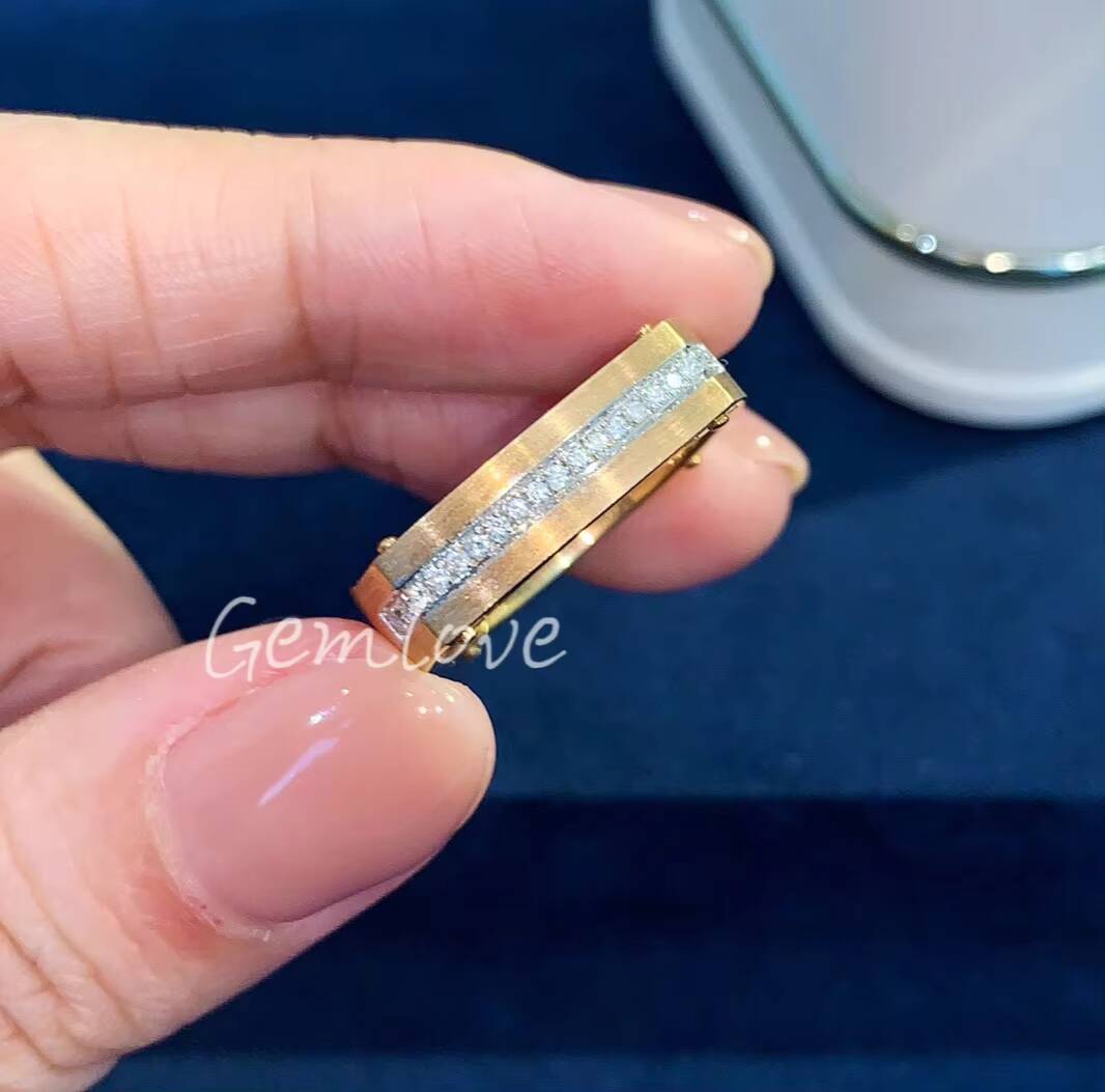 Trendy mens 18K gold ring set with IGIcertified labgrown diamonds round cut suitable for everyday luxury wear