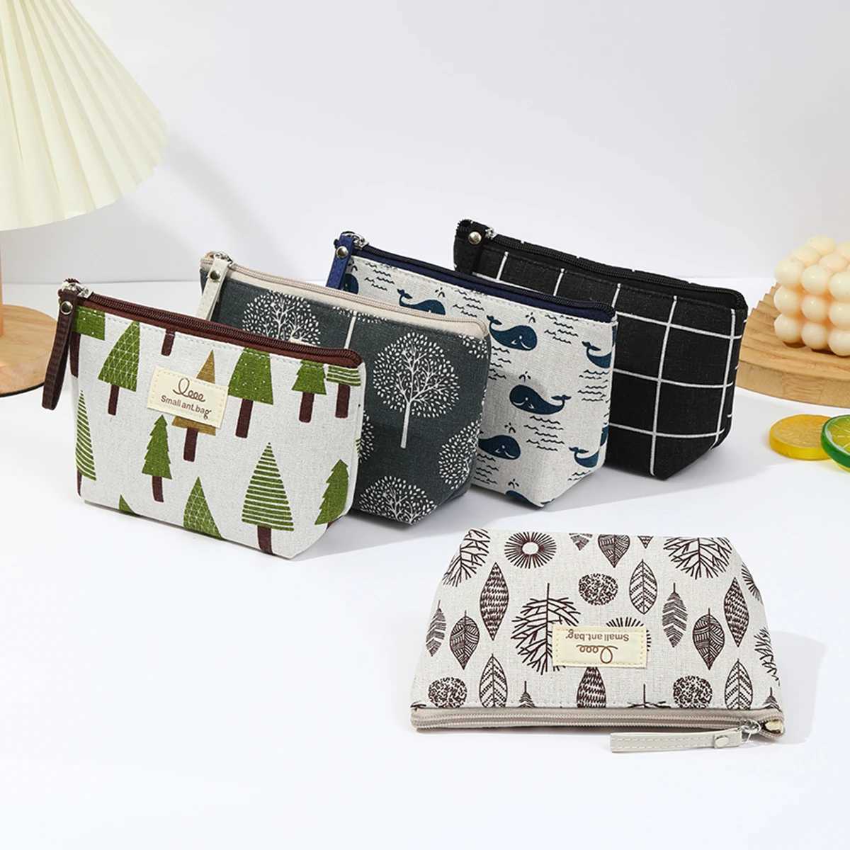 Japanese and Korean canvas makeup bag Simple and portable travel storage toiletry bag Multi functional student pencil caseT251024