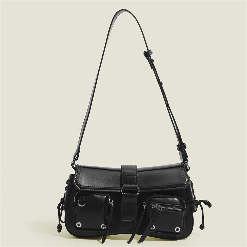 Goth Punk Cool Womens Underarm Bag Girls Shoulder Bags Fashion PU Leather Female Handbags Tote Purse with Zipper 251023