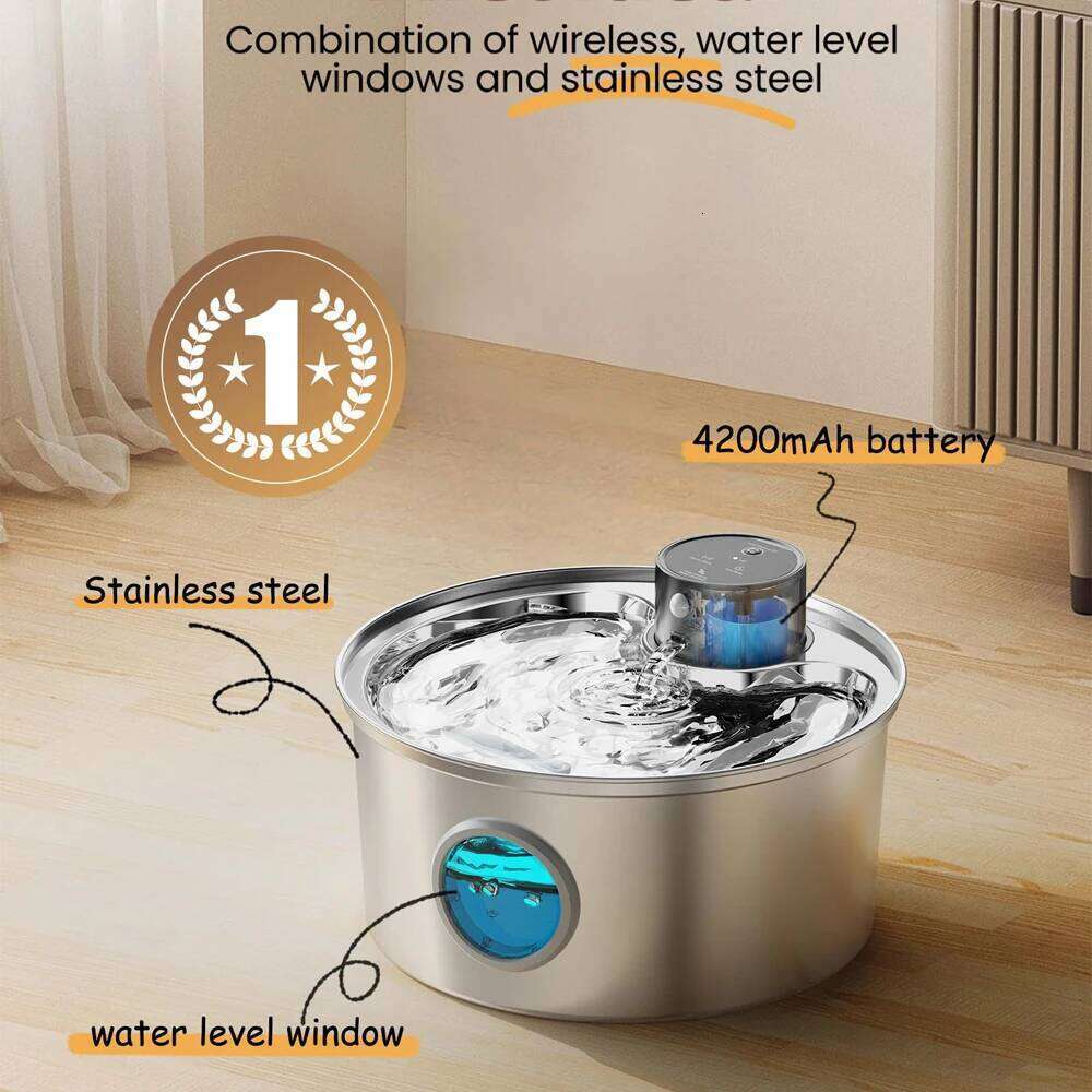 designer brand L Recharge V USB Automatic Sensor Stainless Steel Cat Dog Water Fountain Multiple Pet Drinking Bowls