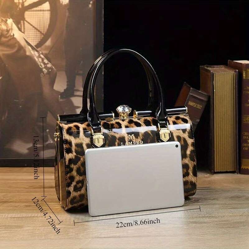 2025 New Style Pillow Women's Bag, Fashionable Hand Carry, Shoulder And Handbag, Rhinestone Clip, Glossy Leather Bag