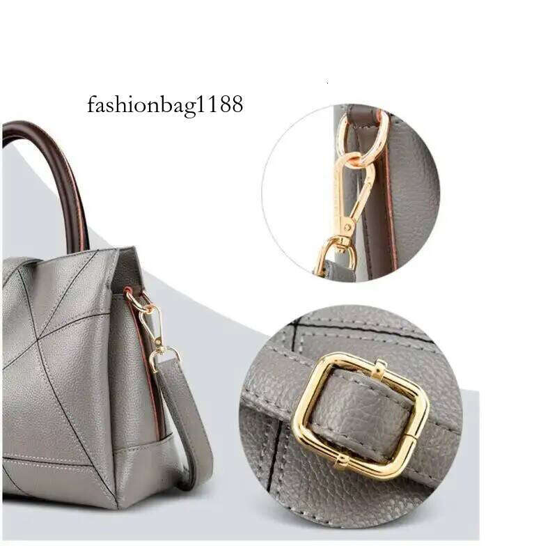 Premium Leather Women's Crossbody Handbag - Designer Patchwork Bag for Mature Moms