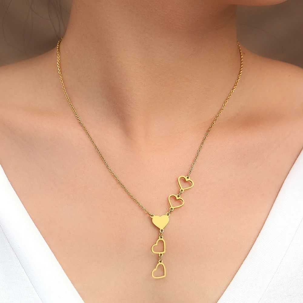 Stainl Steel Necklaces Light Luxury Elegant Delicate Heart Pendant Charm Chain Korean Fashion Necklace For Women Jewelry GiftXJ251024