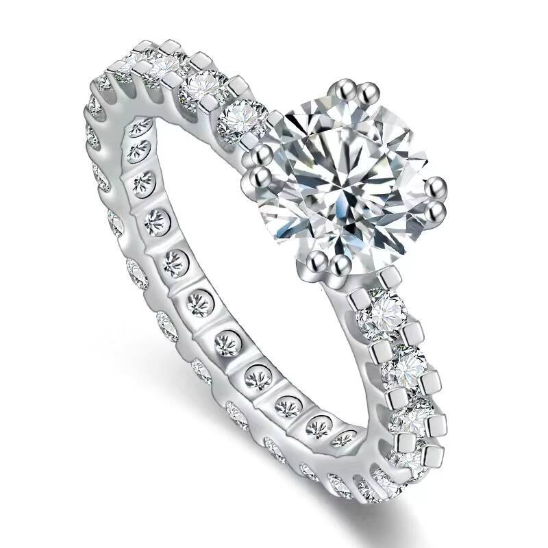 S925 Sterling Silver Plated 18K White Gold Diamond Ring with 20ct Dcolor VVS Moissanite Fashionable Luxury Moissanite Ring