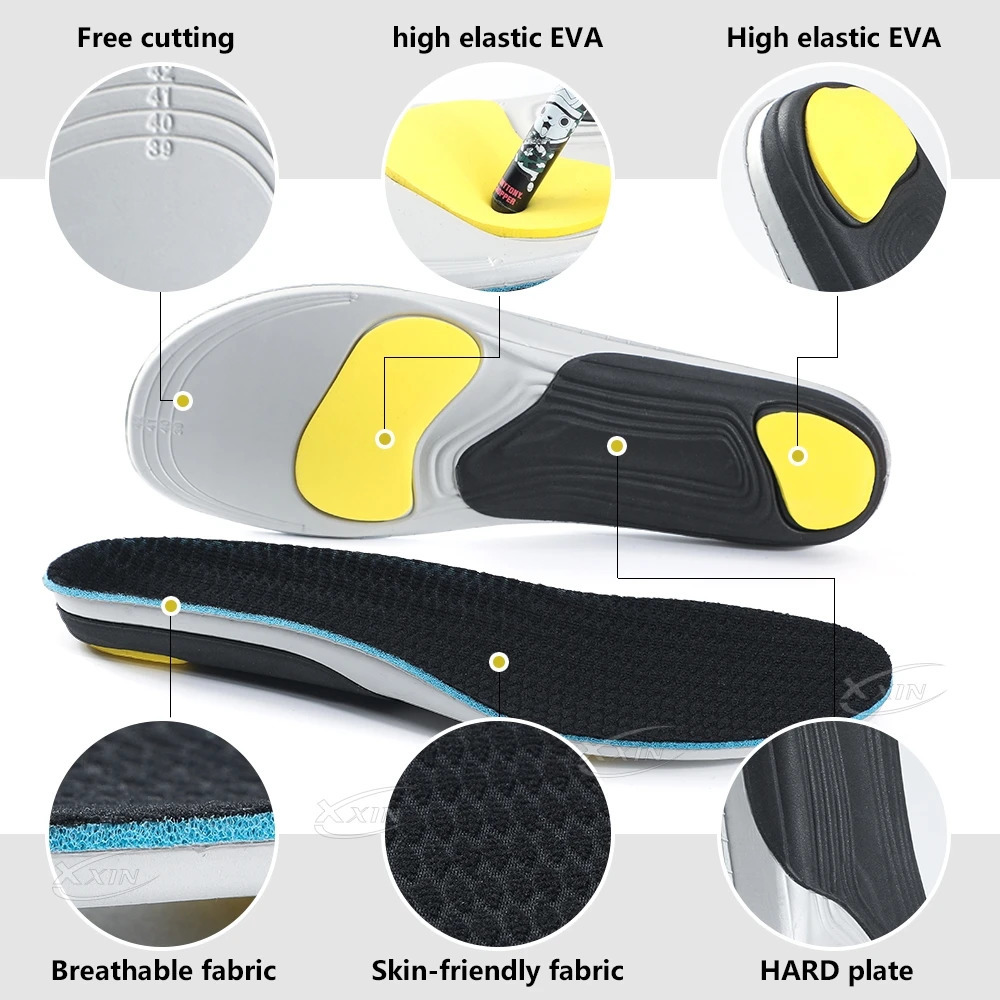 XxinEVA Sports Insoles Men Women Elastic Running Shock Absorbing Insoles Size 35251020