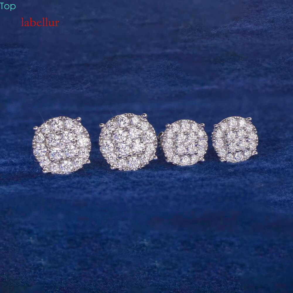 Iced flower made of pure sier with sparkling jewels, 4-pack moissanite earrings