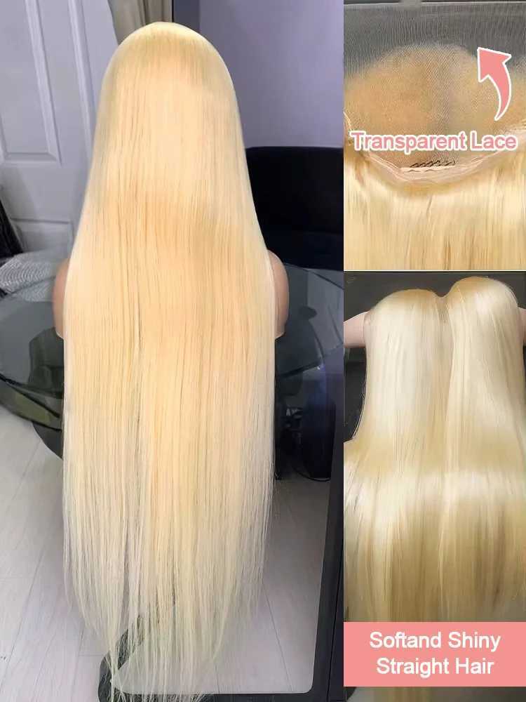 613 Blonde Colored Lace Front Human Hair Wigs 40 Inch Brazilian Remy Bone Straight 13x4 Frontal Wig For Women 250 Density W251023