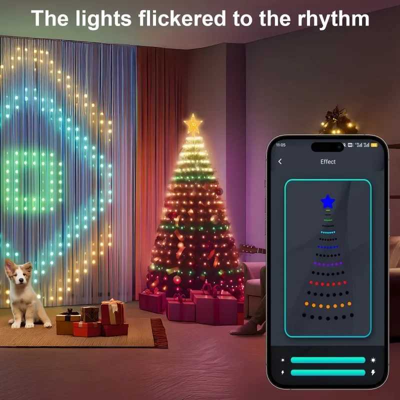 Christmas Tree Lights APP Controlled DIY 16 Million Colors Plug in Christmas Lights for Tree Outdoor Indoor Xmas Decor Z251024 - view 5