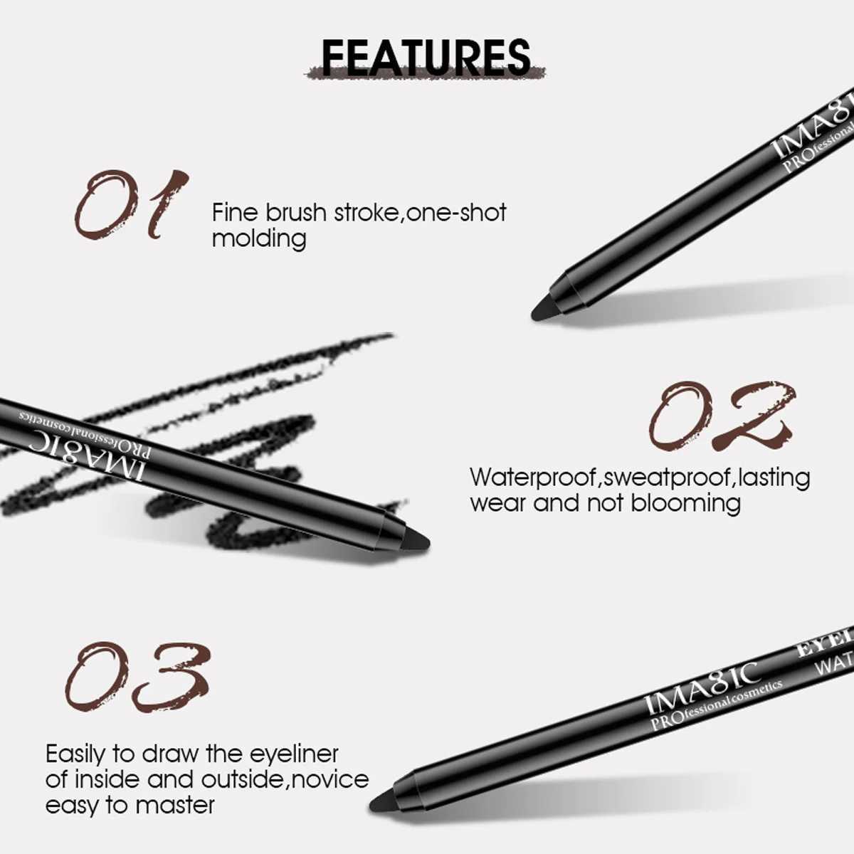 IMAGIC BlackWhite Eyeliner Waterproof Longlasting Fast Dry Not Blooming Smooth Easy to Wear Sweatproof Women Korean CosmeticsL251024