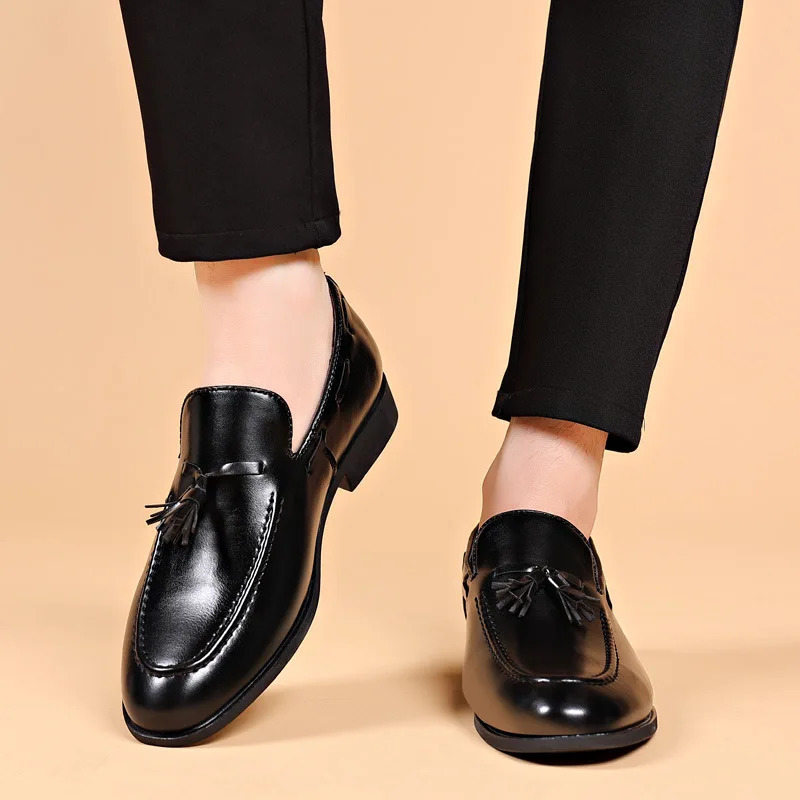 Mens Dress Shoes Business Leather Shoes Office Loafers Wedding Shoes Handmade Slip on Formal Shoe Big Size 48 251022