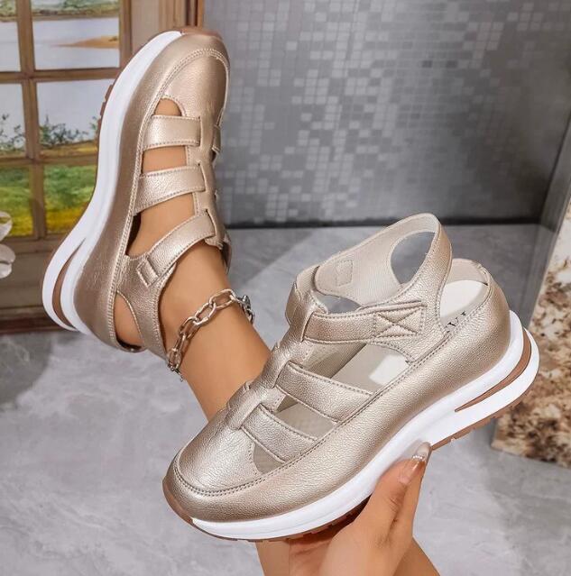 Hollow out casual sandals for women summer 2024 versatile thin sponge cake thick sole high height women's shoes Z 10.21-6