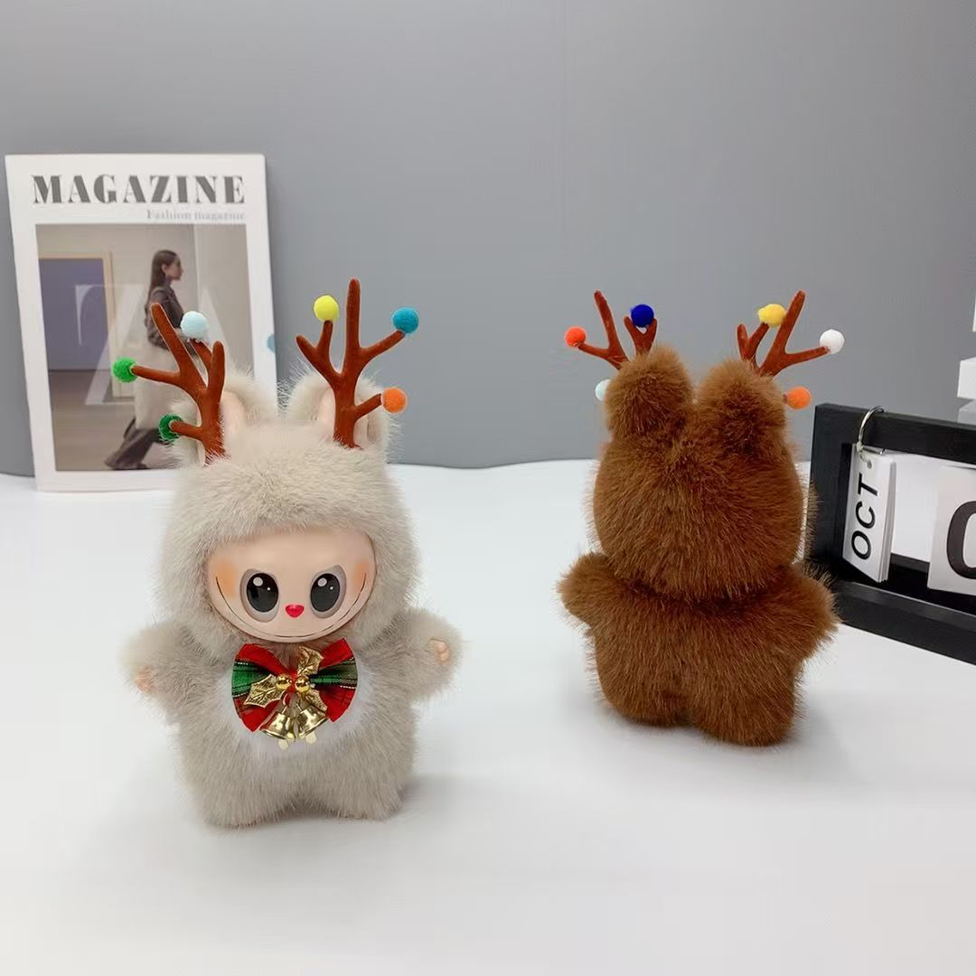 Labubu Christmas edition doll Kawaii Figure Face doll clothesDoll Keychain Decor Gift blind bag Christmas present