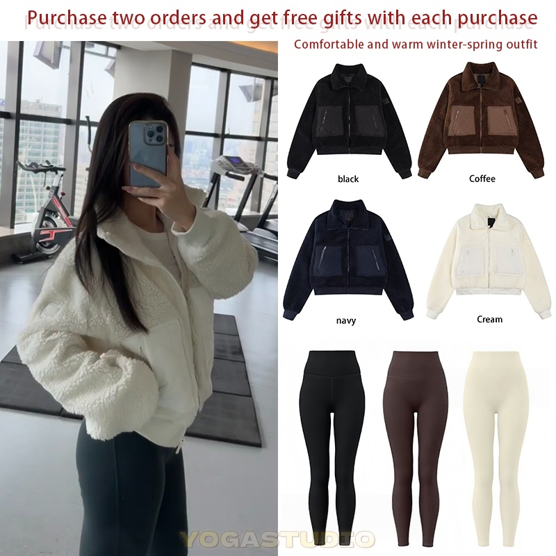 Women Yoga New Clothes Sets Stand Collar Zipper Top Underlay vest Yoga pants Style Thickened for Warmth Fall Winter Sports Casual Wear women clothes set