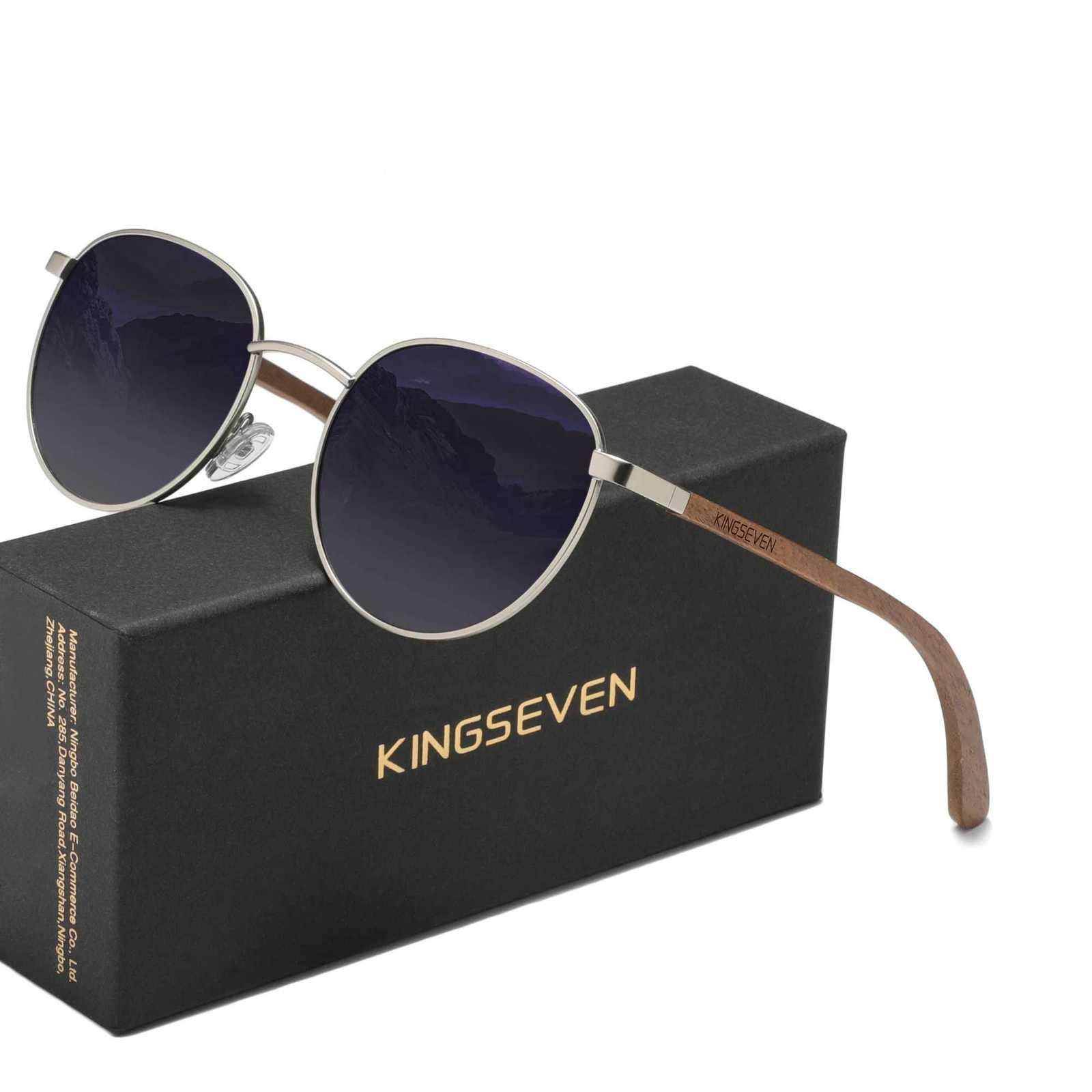KINGSEVEN Wooden Pilot Sunglasses for Men Walnut Wooden Polarized Sun Glasses Women Eyewear UV400 Eyewear Shades OculosT251024