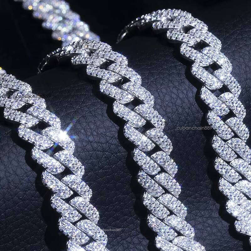 Necklace Ice Out Pure Sier Carbon Silicon Stone Cuban Chain Hip Hop JewelryHip hop jewelry bracelet necklace