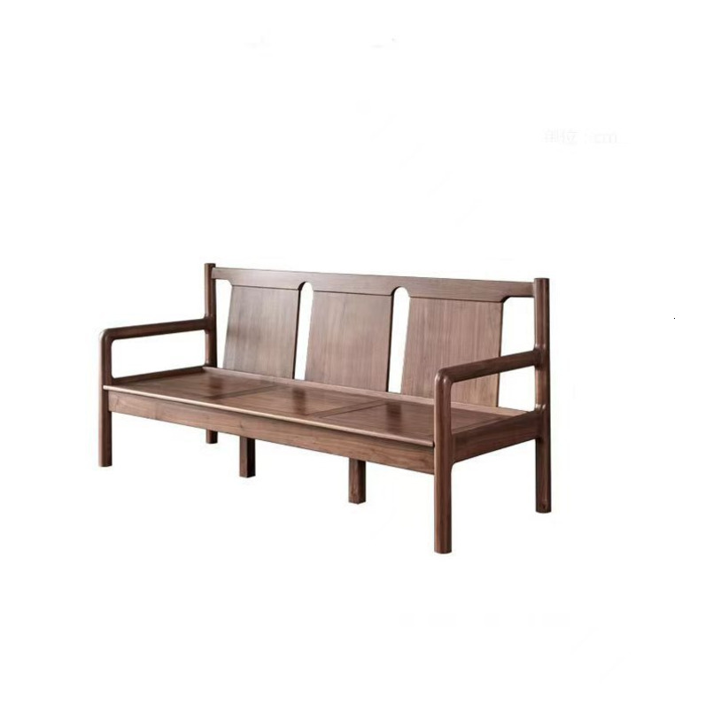 Black Walnut Sofa Luohan Step Three-Seater Long Chair Cherry Solid Wood Furniture White Oak Double Seat