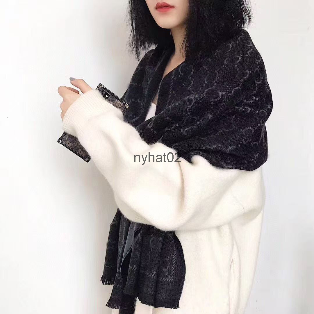 Designer Luxury gg silk scarf Autumn Winter Woman Mens Fashion Shawl Vintage Brand Hat And Scarf Set Cashmere Wool Letter Black Hair Scarf