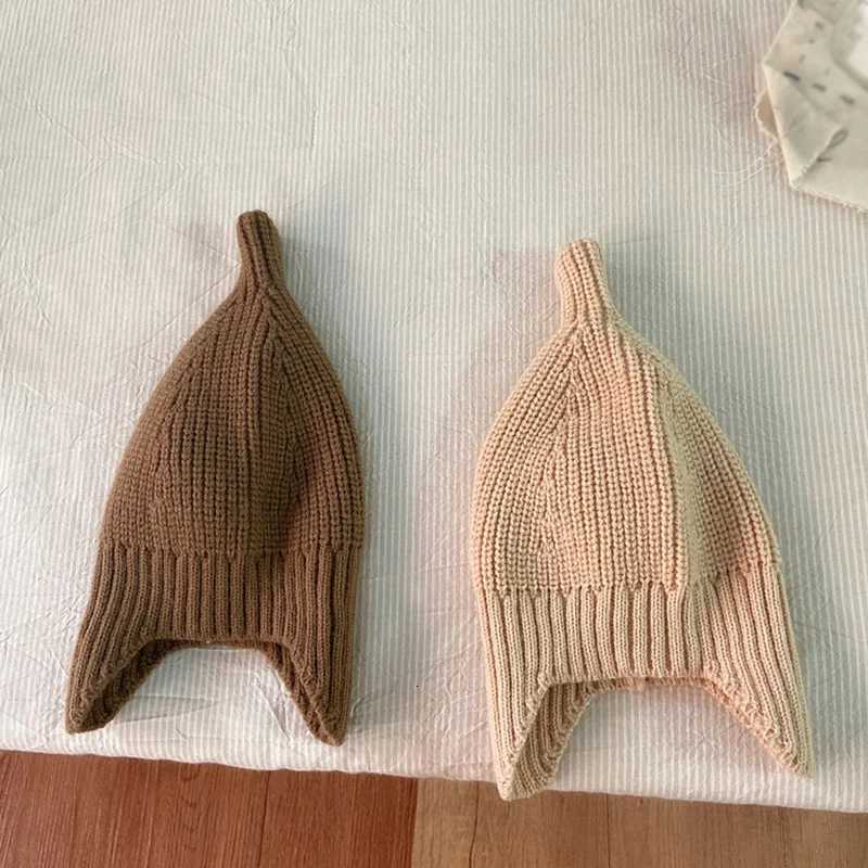 Autumn Winter Ear Protection Baby Hat Warm Knitted Kids Hat Cap Solid Color Infant Boy Girls Beanie Bonnet InfantL251024
