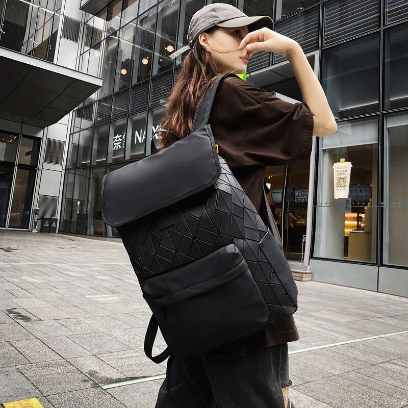 Quilted For Men College Student Travel Commute Laptop Bag Fashionable Large Capacity Backpack High Quality