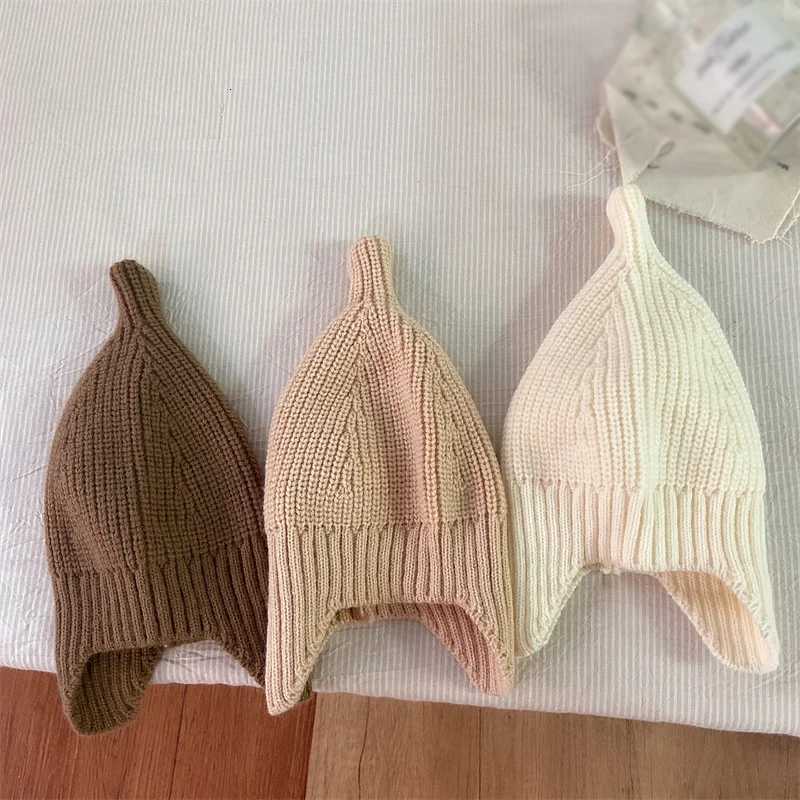 Autumn Winter Ear Protection Baby Hat Warm Knitted Kids Hat Cap Solid Color Infant Boy Girls Beanie Bonnet InfantL251024