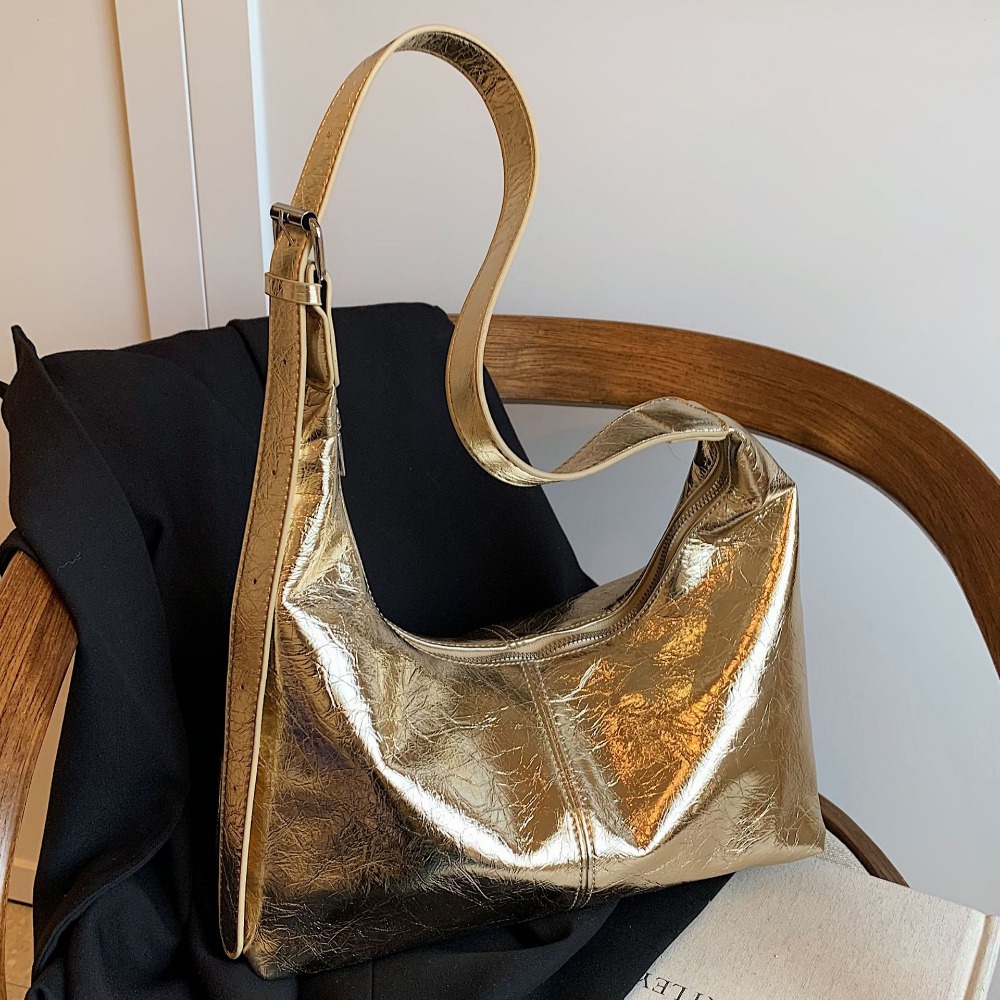 Chic Contemporary Hipsack by Ladies' Trendsetters Shimmering Silver Crossbody Pouch