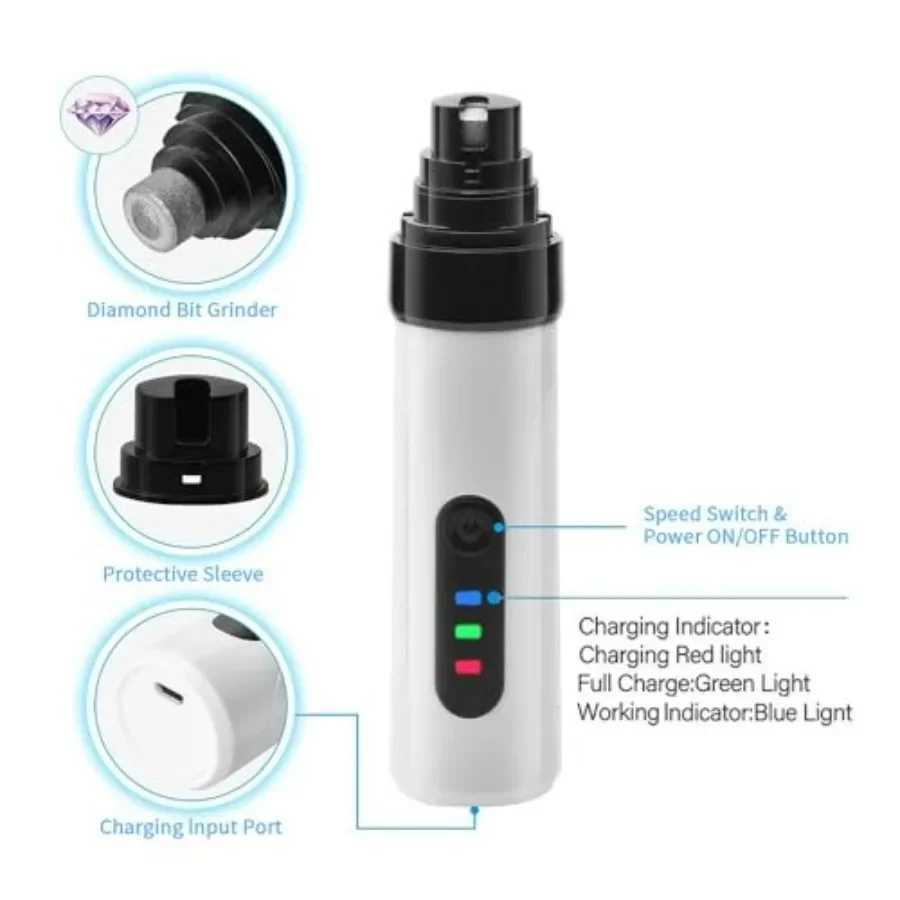 Silent Groom Pro Heusom Dog Nail Grinder Low Noise USB Rechargeable Pet Clipper for Painless and Safe Paw Grooming Trimming Ide Z20251024