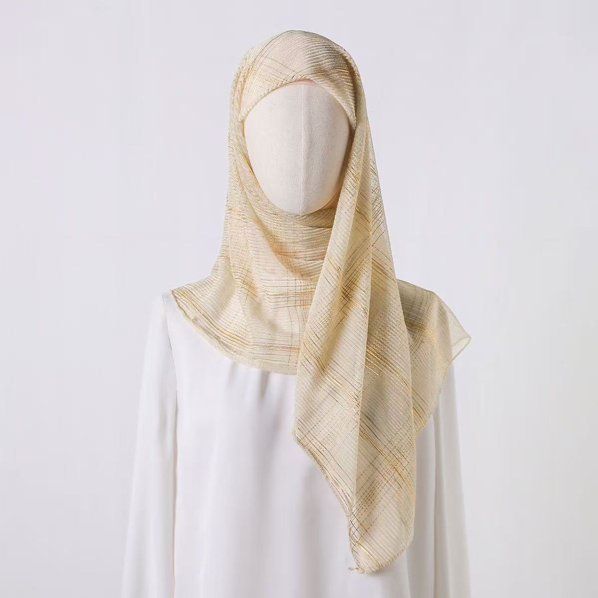T2142 Spring and Summer New Foreign Trade Korean Version Women's Fashion Temperament Gold Silk Long Scarf Advanced Shawl Scarf