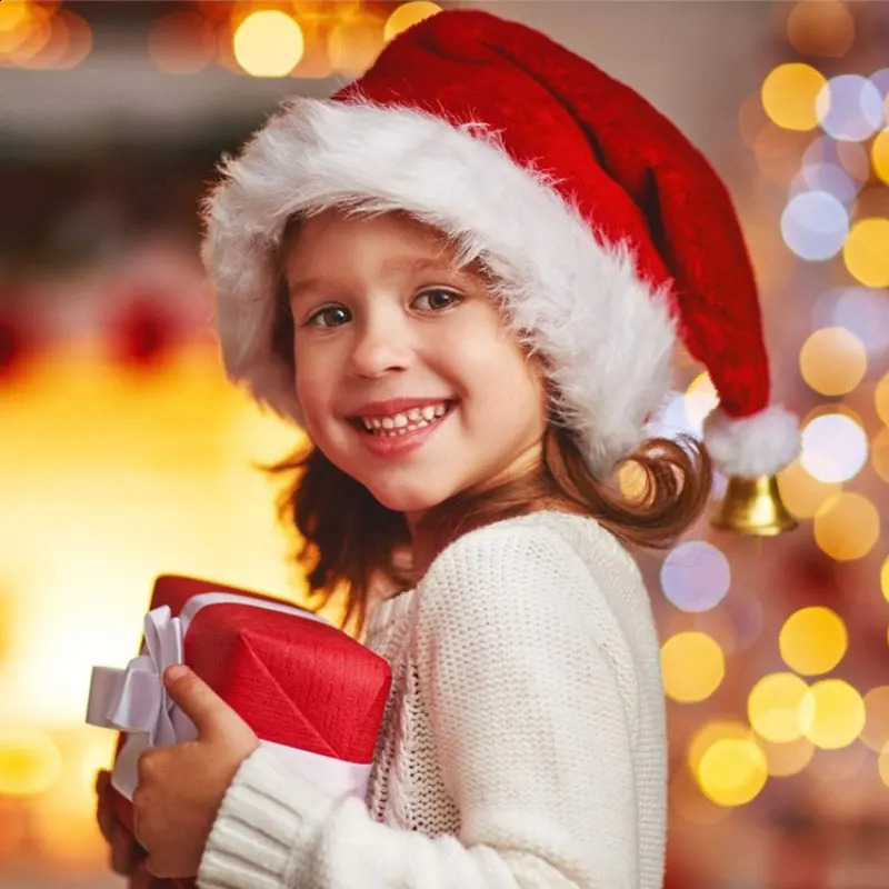 Christmas Santa Hat For Adults And s Unisex Velvet Cozy Long Plush Red Xmas Hats Years Holiday Party Supplies 251023