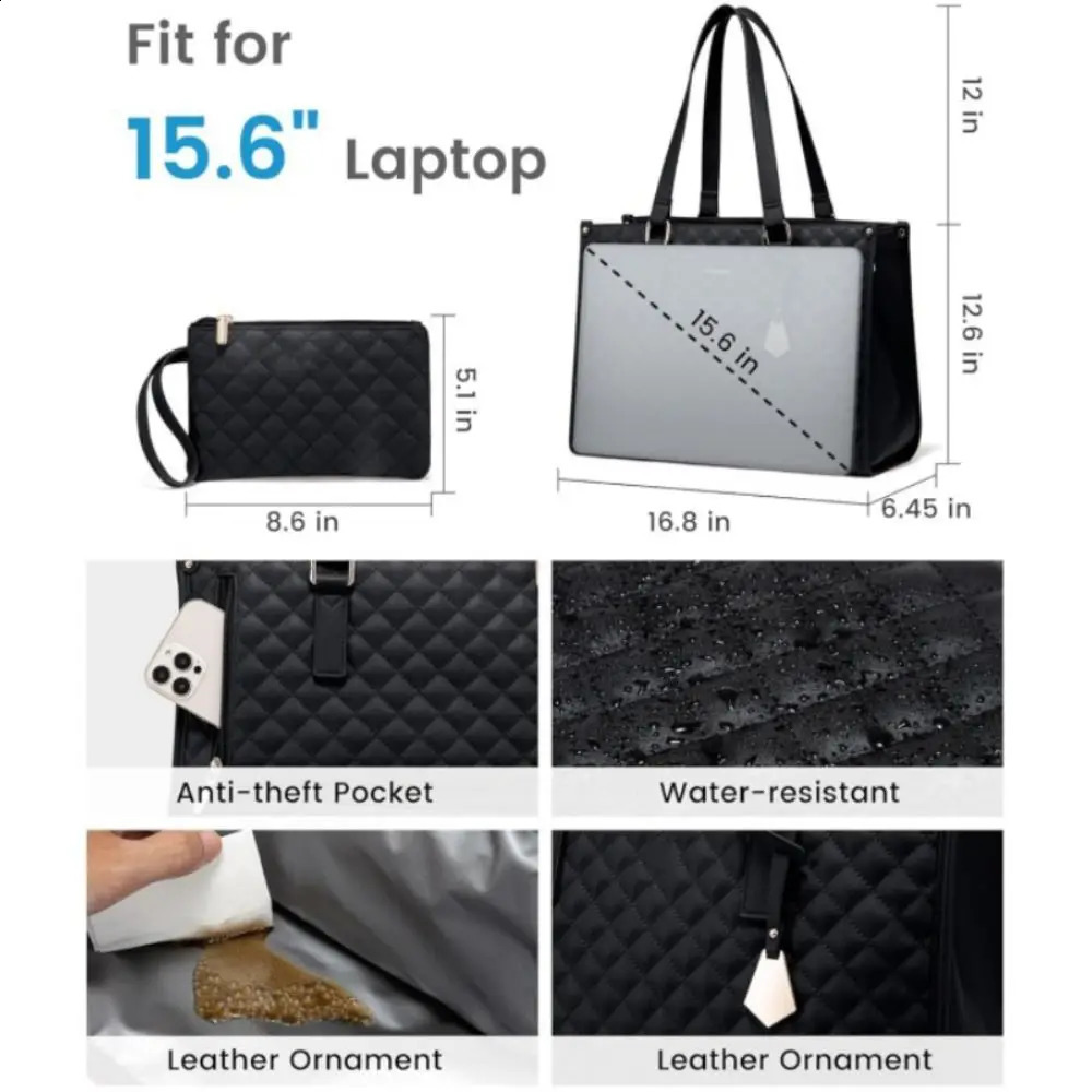 2 in 1 Lunch Tote Bag for Women Insulated Compartment 156 Inch Laptop Large Capacity with Purse Computer Handbag 251023