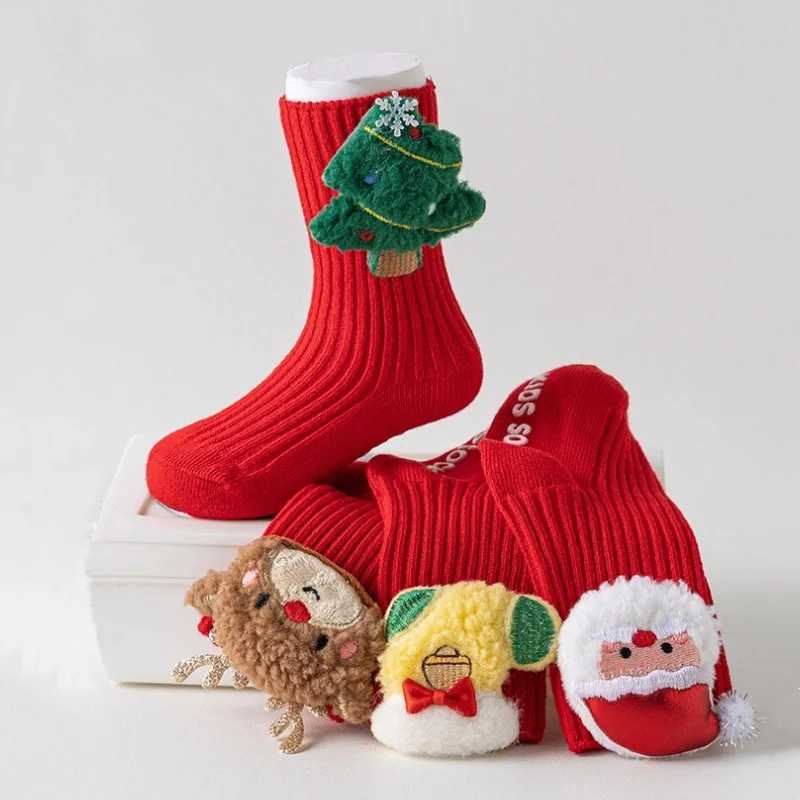 Red Christmas Baby Socks For Boy Girl Winter Warm Children AntiSlip Floor Toddler Socks Xmas Cute Elk Tree Snowman Sock 03Year J251024
