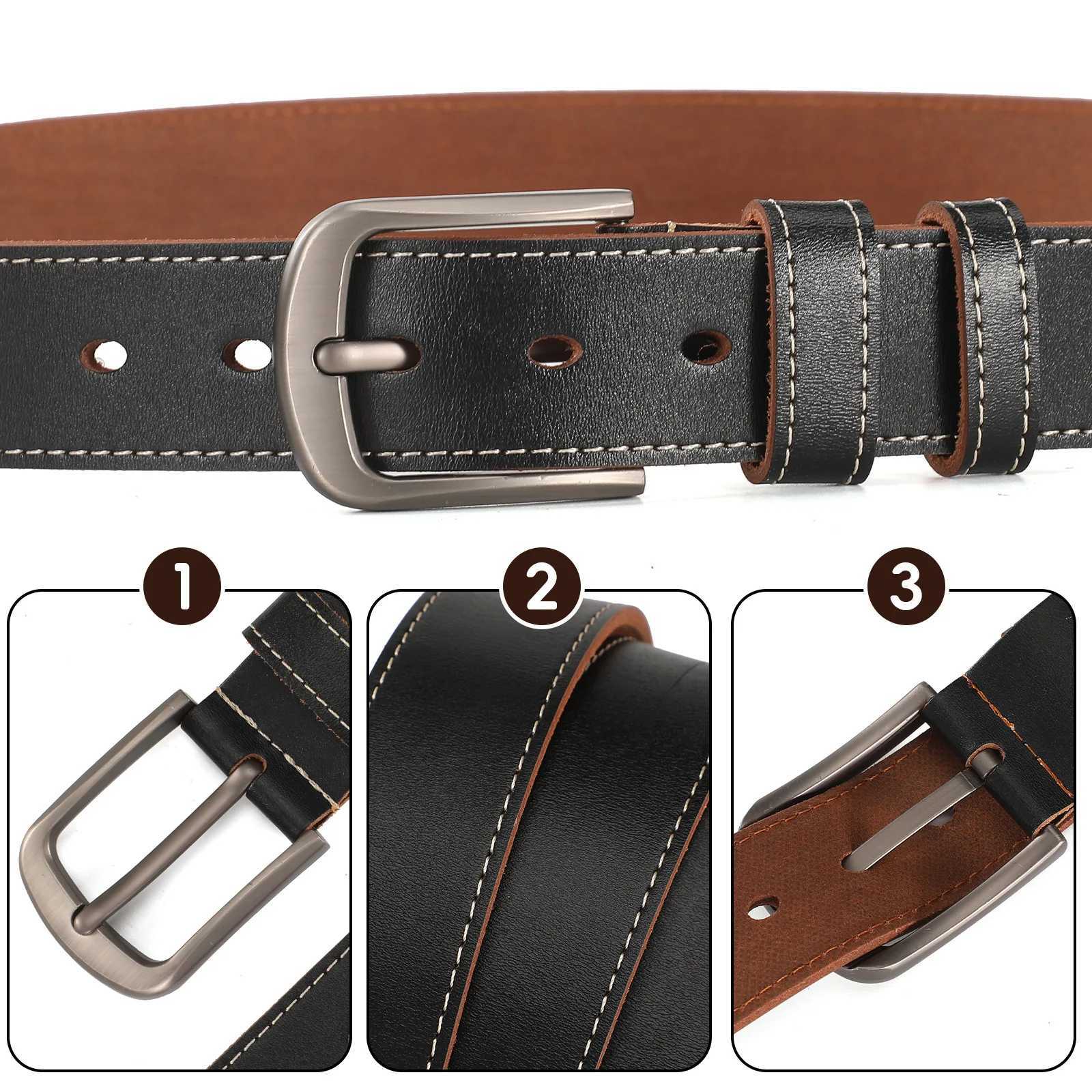 Retro Leather Mens Belt High Quality Buckle Hardware Simple Design Versatile Accessories Fit Jeans Pants Trousers Festival Gift W251024
