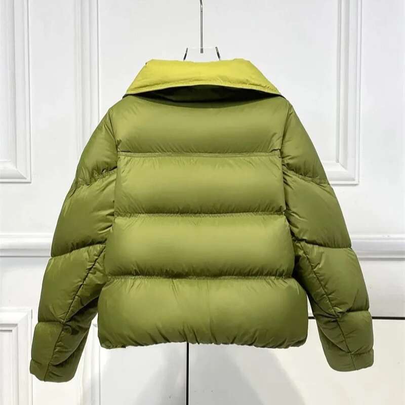 2025 New Autumn Winter Fashion Parkas Jacket Lady Thick Warm Bread Outwear Vertical Collar Down Cotton Coat Women Short Top Womens Coat