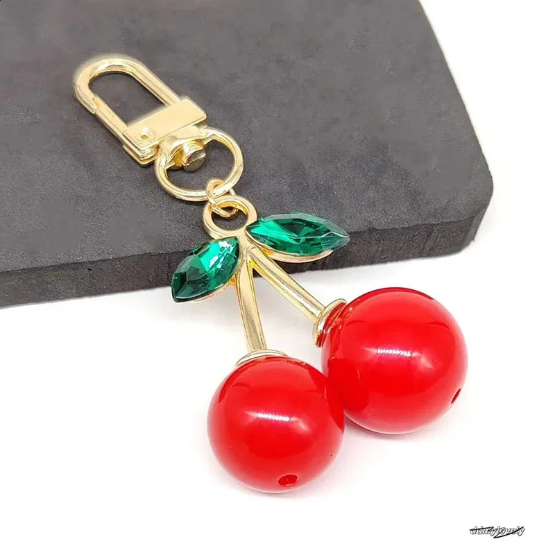 Trendy Alloy Cherry Keychain Charm Accessory Womens Bag Car Pendant Adornment Individualized Decoration For Women 240829 Ddmylovely