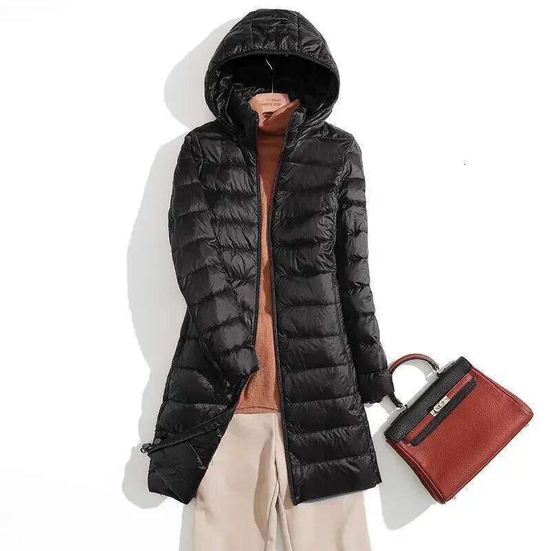 Plus Size 5Xl 6Xl 7Xl Fall Women's Autumn Winter Ultra Lightweight Packable Long Puffer Jacket Female Hooded Korean Slim Coats Designer Women