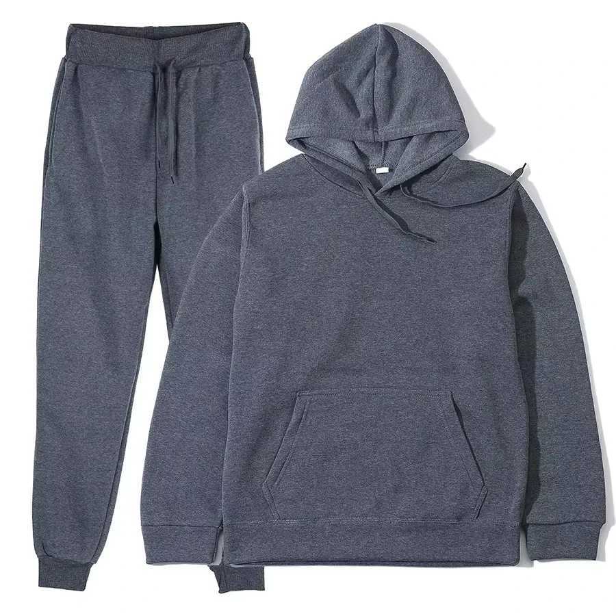 Mens Autumn and Winter New Solid Color Hoodiepants Twopiece Set Fashionable Casual Sports Set Size S3XL Mens TracksuitT251024