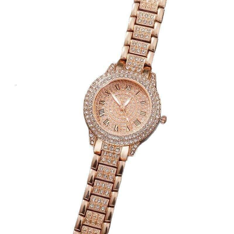 Treasure Bowl Hand Diamond-Encrusted Light Luxury Student Roman Pattern Full Diamond Starry Sky Elegant Jewelry Women's Watches