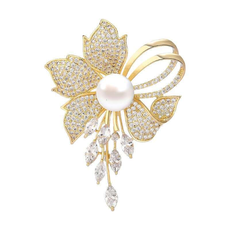 Brooch Designer luxury brooches imitation pearl Flowers and leaves Zircon inlay for Women men Elegant Jewelry formal event alloy plated 18K gold Festi